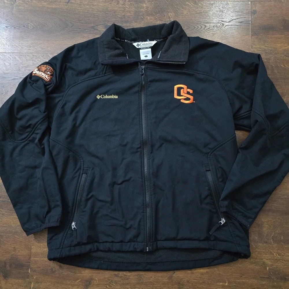 Columbia Oregon State Beavers Mens Softshell Jacket Black OSU Full Zip XM6651 L